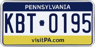 PA license plate KBT0195