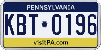 PA license plate KBT0196
