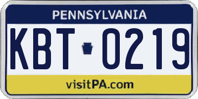 PA license plate KBT0219