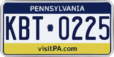 PA license plate KBT0225