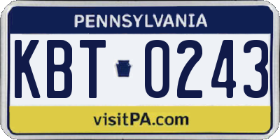 PA license plate KBT0243