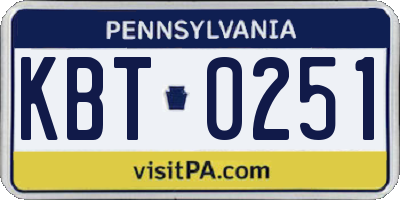 PA license plate KBT0251