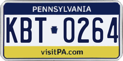 PA license plate KBT0264