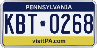 PA license plate KBT0268