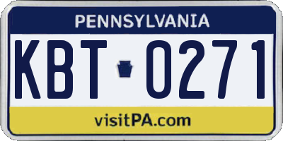 PA license plate KBT0271