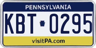 PA license plate KBT0295