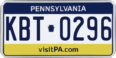 PA license plate KBT0296