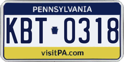 PA license plate KBT0318