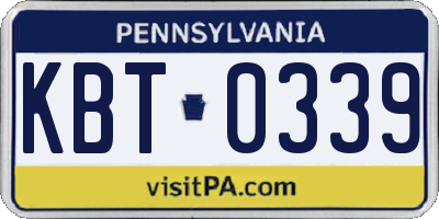 PA license plate KBT0339