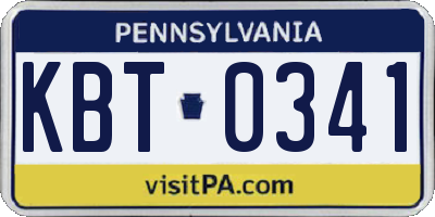 PA license plate KBT0341