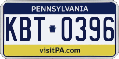 PA license plate KBT0396