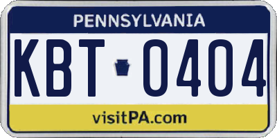 PA license plate KBT0404