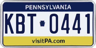 PA license plate KBT0441