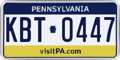 PA license plate KBT0447
