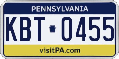 PA license plate KBT0455