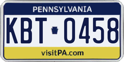 PA license plate KBT0458