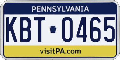 PA license plate KBT0465
