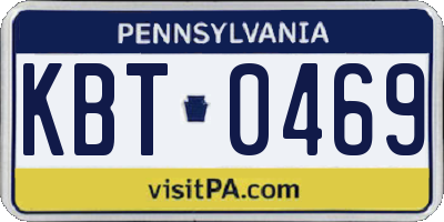PA license plate KBT0469