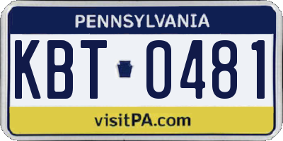 PA license plate KBT0481