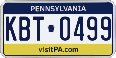 PA license plate KBT0499