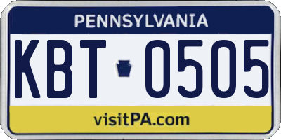 PA license plate KBT0505
