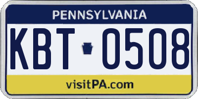 PA license plate KBT0508