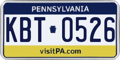 PA license plate KBT0526