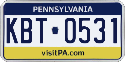 PA license plate KBT0531