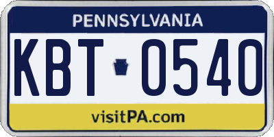 PA license plate KBT0540