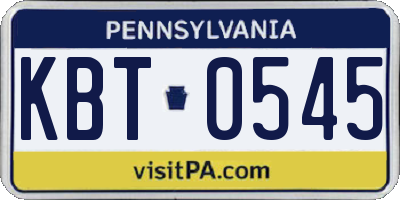 PA license plate KBT0545