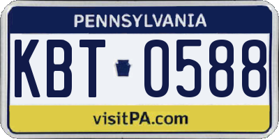 PA license plate KBT0588