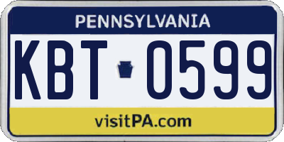 PA license plate KBT0599
