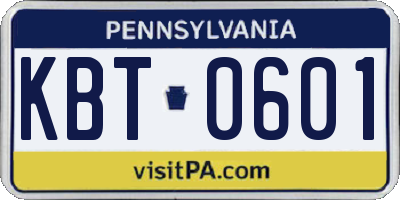 PA license plate KBT0601