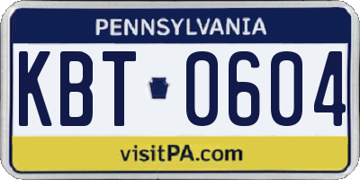 PA license plate KBT0604
