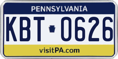 PA license plate KBT0626