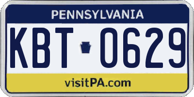 PA license plate KBT0629