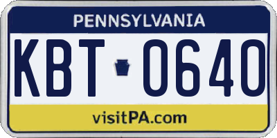PA license plate KBT0640