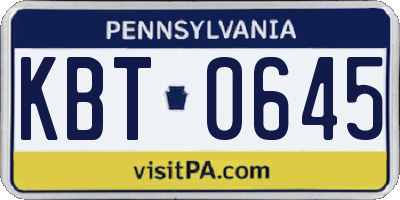 PA license plate KBT0645