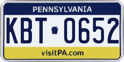 PA license plate KBT0652