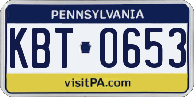 PA license plate KBT0653