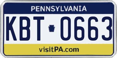 PA license plate KBT0663