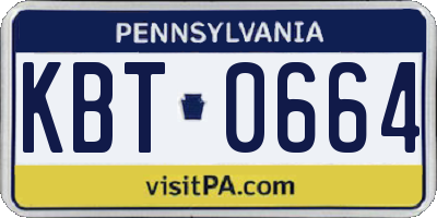 PA license plate KBT0664