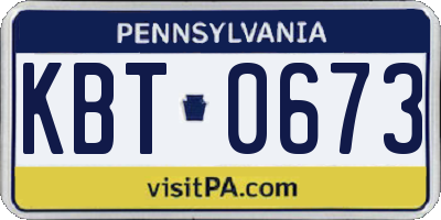 PA license plate KBT0673