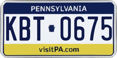 PA license plate KBT0675