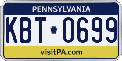 PA license plate KBT0699