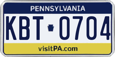 PA license plate KBT0704