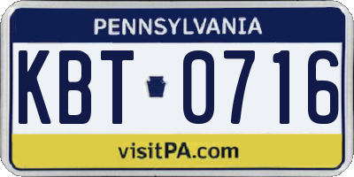 PA license plate KBT0716