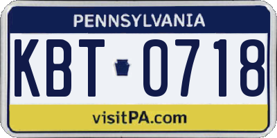 PA license plate KBT0718