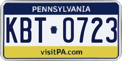 PA license plate KBT0723