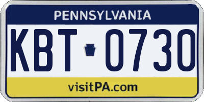 PA license plate KBT0730